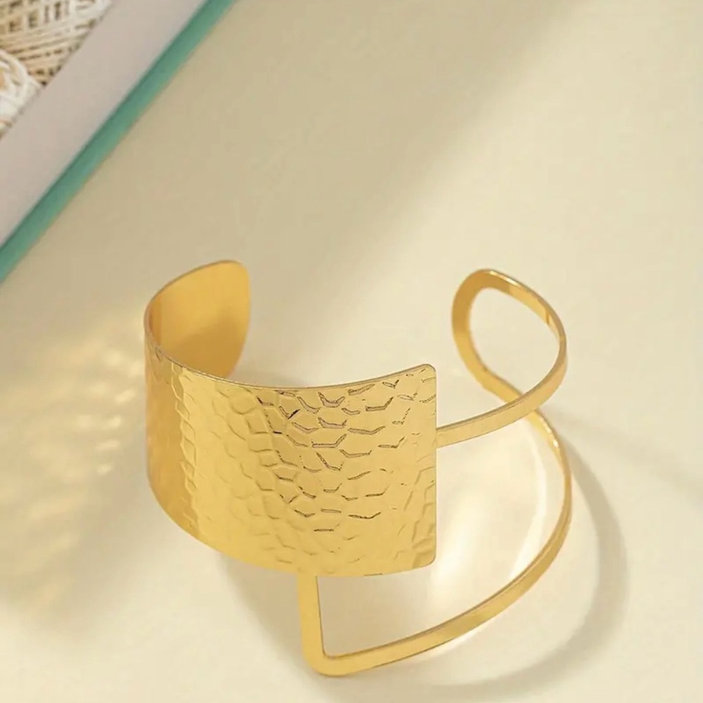 Geometric Golden Irregular Shape Bangle - image 3